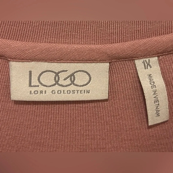 LOGO Lori Goldstein pink 3/4 sleeve tunic top with front pockets size 1X - Picture 3 of 5